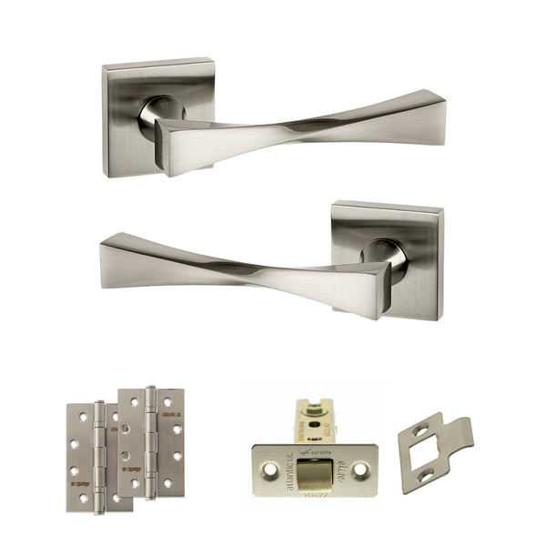 Senza Pari Guido Door Handle Pack (Latch Set - 2.5" CE Latch, 4" Slim Knuckle Hinges x2) by Atlantic Hardware