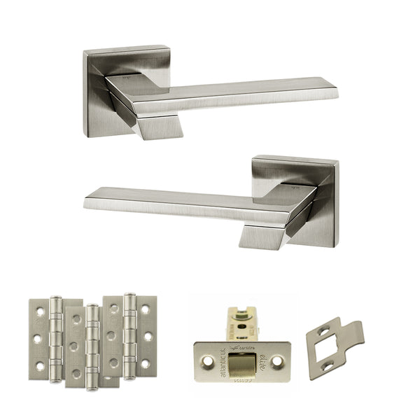 Senza Pari Giovanni Door Handle Pack (Latch Set - 3" CE Latch, 3" Fire Rated Hinges x3) by Atlantic Hardware