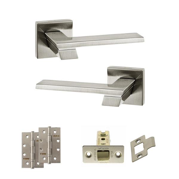 Senza Pari Giovanni Door Handle Pack (Latch Set - 3" CE Latch, 4" Slim Knuckle Hinges x2) by Atlantic Hardware