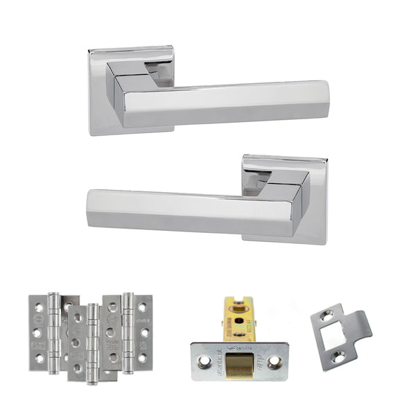 Senza Pari Davoli Door Handle Pack (Latch Set - 3" CE Latch, 3" Fire Rated Hinges x3) by Atlantic Hardware