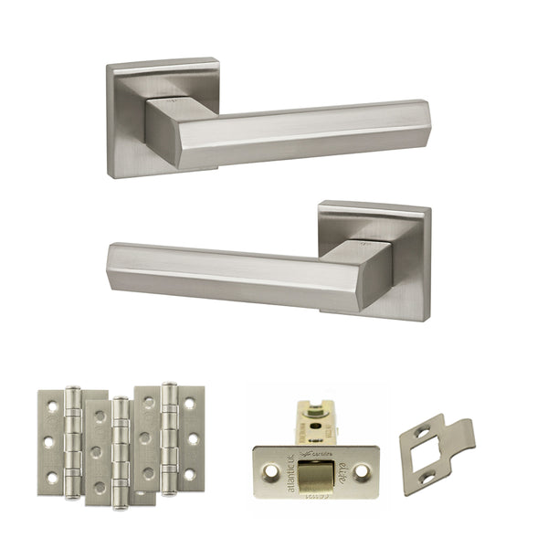Senza Pari Davoli Door Handle Pack (Latch Set - 2.5" CE Latch, 3" Fire Rated Hinges x3) by Atlantic Hardware