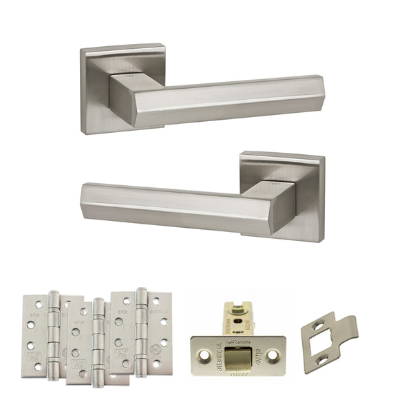 Senza Pari Davoli Door Handle Pack (Latch Set - 3" CE Latch, 4" Fire Rated Hinges x3) by Atlantic Hardware