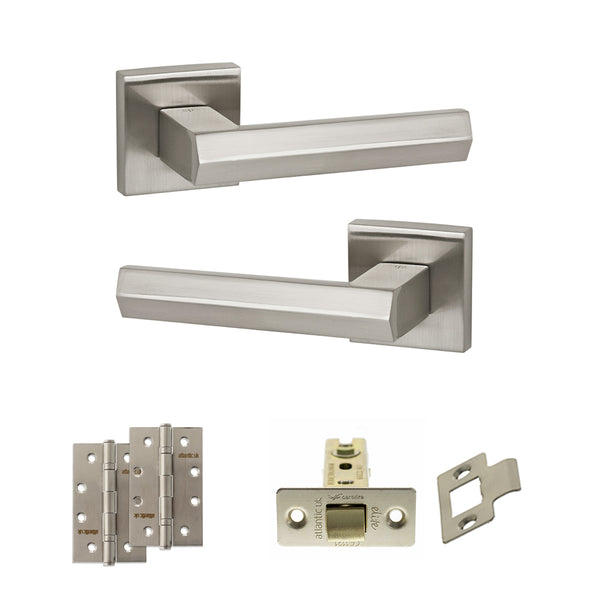 Senza Pari Davoli Door Handle Pack (Latch Set - 2.5" CE Latch, 4" Slim Knuckle Hinges x2) by Atlantic Hardware