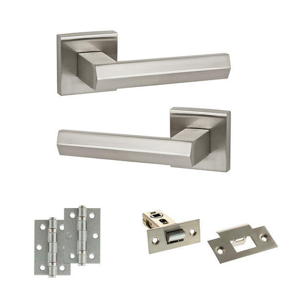 Senza Pari Davoli Door Handle Pack (Latch Set - 2.5" Latch, 3" Hinges x2) by Atlantic Hardware