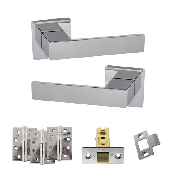 Senza Pari Panetti Door Handle Pack (Latch Set - 2.5" CE Latch, 4" Fire Rated Hinges x3) by Atlantic Hardware