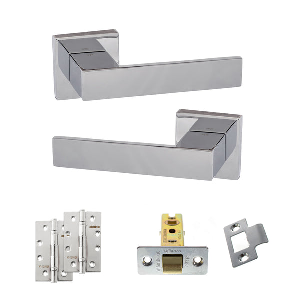 Senza Pari Panetti Door Handle Pack (Latch Set - 2.5" CE Latch, 4" Slim Knuckle Hinges x2) by Atlantic Hardware