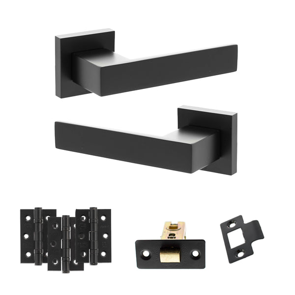 Senza Pari Panetti Door Handle Pack (Latch Set - 2.5" CE Latch, 3" Fire Rated Hinges x3) by Atlantic Hardware