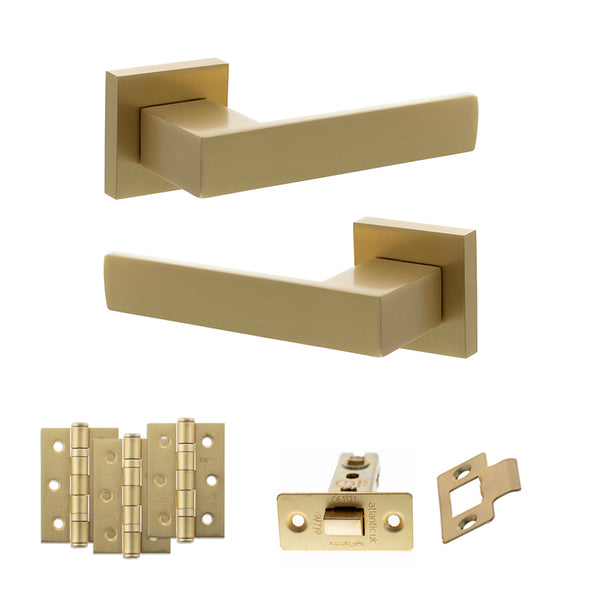 Senza Pari Panetti Door Handle Pack (Latch Set - 3" CE Latch, 3" Fire Rated Hinges x3) by Atlantic Hardware