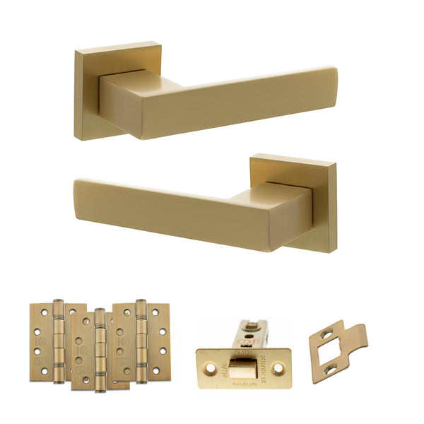 Senza Pari Panetti Door Handle Pack (Latch Set - 2.5" CE Latch, 4" Fire Rated Hinges x3) by Atlantic Hardware