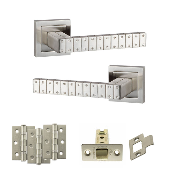 Senza Pari Bianca Door Handle Pack (Latch Set - 3" CE Latch, 3" Fire Rated Hinges x3) by Atlantic Hardware