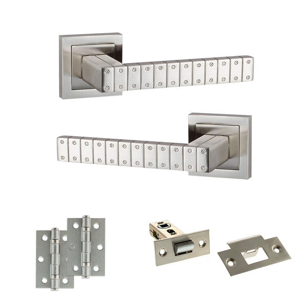Senza Pari Bianca Door Handle Pack (Latch Set - 2.5" Latch, 3" Hinges x2) by Atlantic Hardware
