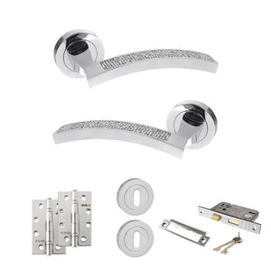 Senza Pari Crystal Door Handle Pack (3 Lever Lock Set - 2.5
