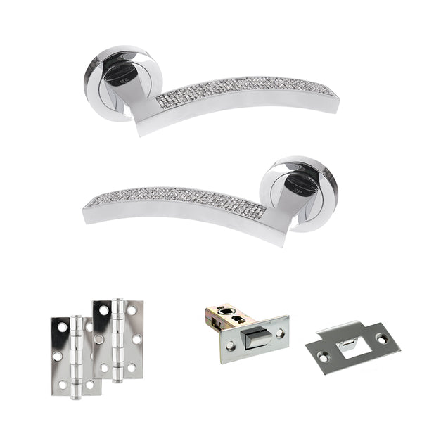 Senza Pari Crystal Door Handle Pack (Latch Set - 2.5" Latch, 3" Hinges x2) by Atlantic Hardware