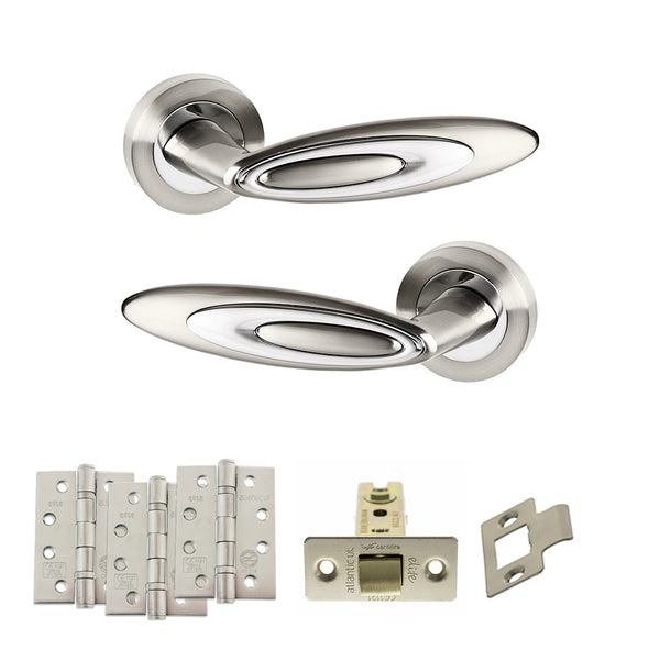 Senza Pari Elisse Door Handle Pack (Latch Set - 2.5" CE Latch, 4" Fire Rated Hinges x3) by Atlantic Hardware