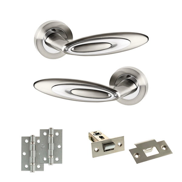 Senza Pari Elisse Door Handle Pack (Latch Set - 2.5" Latch, 3" Hinges x2) by Atlantic Hardware