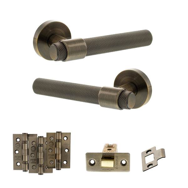 Senza Pari Andretta Door Handle Pack (Latch Set - 3" CE Latch, 3" Fire Rated Hinges x3) by Atlantic Hardware