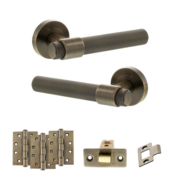 Senza Pari Andretta Door Handle Pack (Latch Set - 3" CE Latch, 4" Fire Rated Hinges x3) by Atlantic Hardware