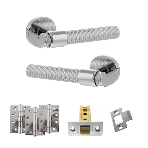 Senza Pari Andretta Door Handle Pack (Latch Set - 2.5" CE Latch, 4" Fire Rated Hinges x3) by Atlantic Hardware