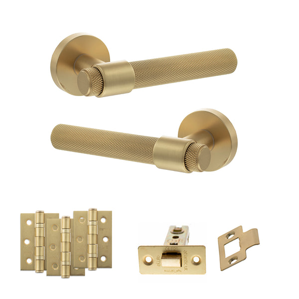 Senza Pari Andretta Door Handle Pack (Latch Set - 2.5" CE Latch, 3" Fire Rated Hinges x3) by Atlantic Hardware