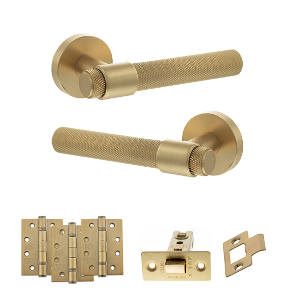 Senza Pari Andretta Door Handle Pack (Latch Set - 2.5" CE Latch, 4" Fire Rated Hinges x3) by Atlantic Hardware