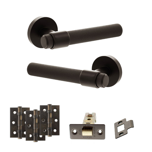 Senza Pari Andretta Door Handle Pack (Latch Set - 3" CE Latch, 3" Fire Rated Hinges x3) by Atlantic Hardware