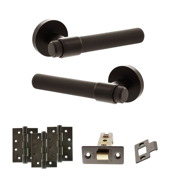 Senza Pari Andretta Door Handle Pack (Latch Set - 3" CE Latch, 4" Fire Rated Hinges x3) by Atlantic Hardware