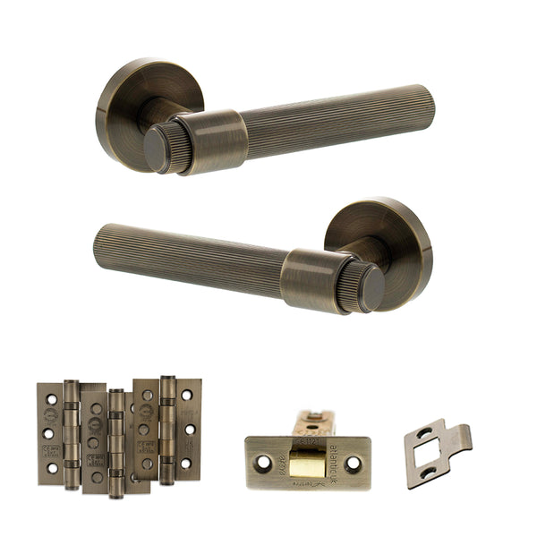 Senza Pari Fasana Door Handle Pack (Latch Set - 3" CE Latch, 3" Fire Rated Hinges x3) by Atlantic Hardware