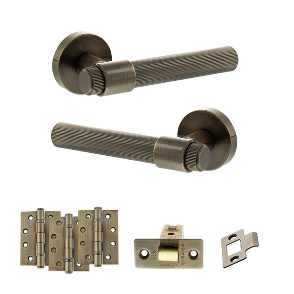 Senza Pari Fasana Door Handle Pack (Latch Set - 2.5" CE Latch, 4" Fire Rated Hinges x3) by Atlantic Hardware