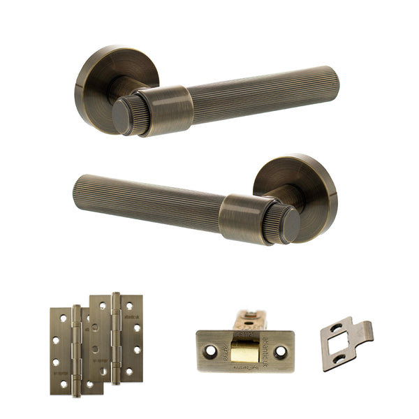 Senza Pari Fasana Door Handle Pack (Latch Set - 2.5" CE Latch, 4" Slim Knuckle Hinges x2) by Atlantic Hardware