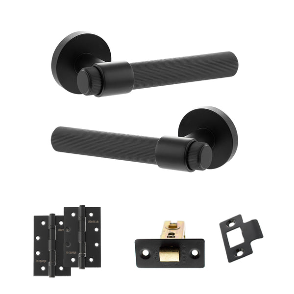 Senza Pari Fasana Door Handle Pack (Latch Set - 2.5" CE Latch, 4" Slim Knuckle Hinges x2) by Atlantic Hardware