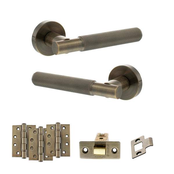 Senza Pari Rosarno Door Handle Pack (Latch Set - 3" CE Latch, 4" Fire Rated Hinges x3) by Atlantic Hardware