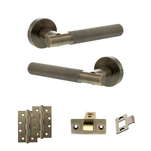 Senza Pari Rosarno Door Handle Pack (Latch Set - 2.5" CE Latch, 4" Slim Knuckle Hinges x2) by Atlantic Hardware