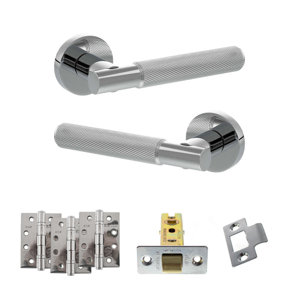 Senza Pari Rosarno Door Handle Pack (Latch Set - 2.5" CE Latch, 4" Fire Rated Hinges x3) by Atlantic Hardware