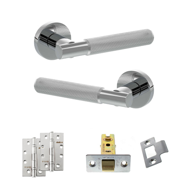 Senza Pari Rosarno Door Handle Pack (Latch Set - 2.5" CE Latch, 4" Slim Knuckle Hinges x2) by Atlantic Hardware