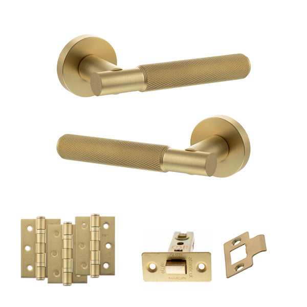 Senza Pari Rosarno Door Handle Pack (Latch Set - 3" CE Latch, 3" Fire Rated Hinges x3) by Atlantic Hardware