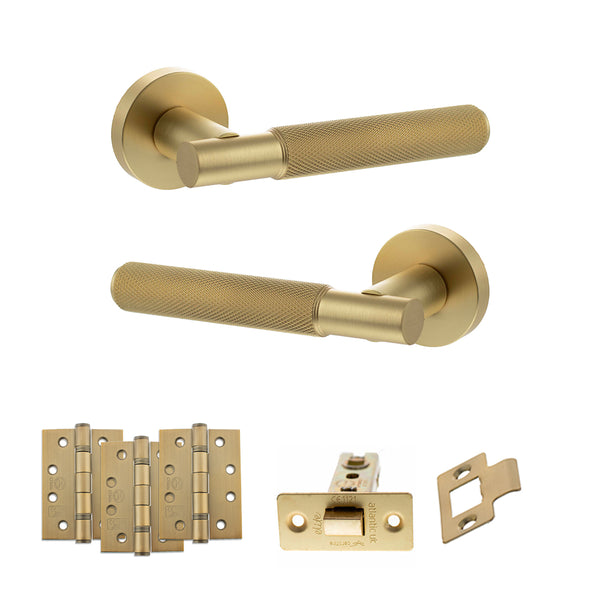 Senza Pari Rosarno Door Handle Pack (Latch Set - 2.5" CE Latch, 4" Fire Rated Hinges x3) by Atlantic Hardware