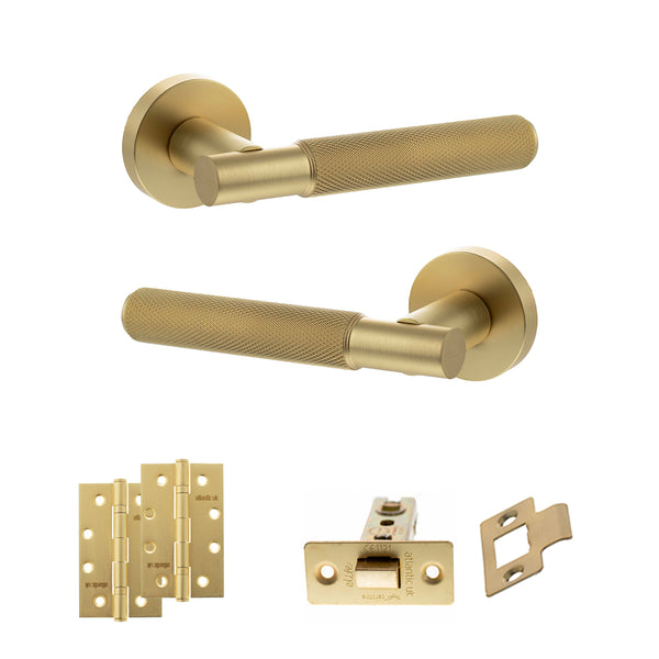 Senza Pari Rosarno Door Handle Pack (Latch Set - 3" CE Latch, 4" Slim Knuckle Hinges x2) by Atlantic Hardware