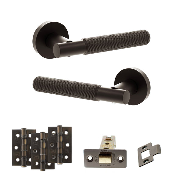 Senza Pari Rosarno Door Handle Pack (Latch Set - 3" CE Latch, 3" Fire Rated Hinges x3) by Atlantic Hardware