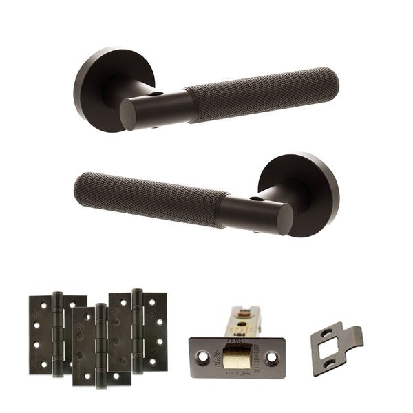 Senza Pari Rosarno Door Handle Pack (Latch Set - 2.5" CE Latch, 4" Fire Rated Hinges x3) by Atlantic Hardware