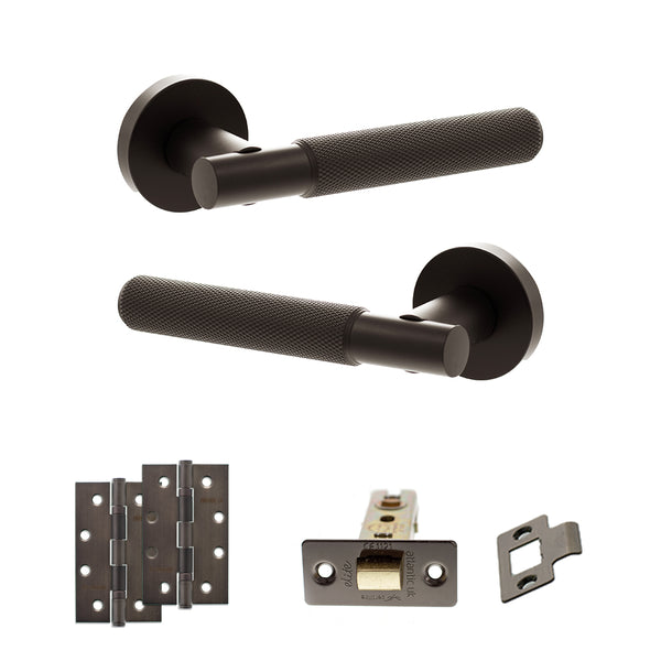 Senza Pari Rosarno Door Handle Pack (Latch Set - 3" CE Latch, 4" Slim Knuckle Hinges x2) by Atlantic Hardware