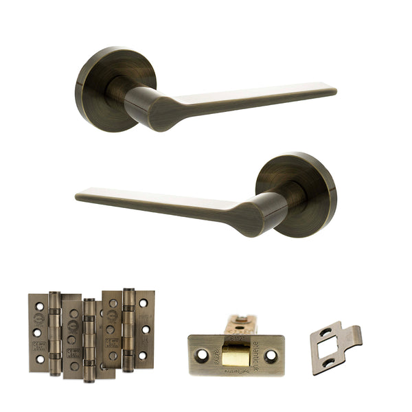 Senza Pari Laviano Door Handle Pack (Latch Set - 3" CE Latch, 3" Fire Rated Hinges x3) by Atlantic Hardware