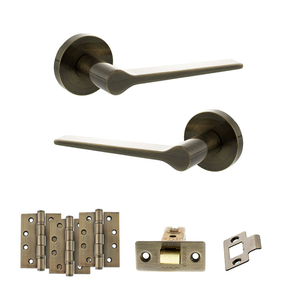 Senza Pari Laviano Door Handle Pack (Latch Set - 2.5" CE Latch, 4" Fire Rated Hinges x3) by Atlantic Hardware
