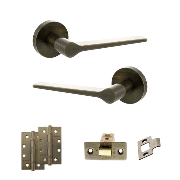 Senza Pari Laviano Door Handle Pack (Latch Set - 3" CE Latch, 4" Slim Knuckle Hinges x2) by Atlantic Hardware