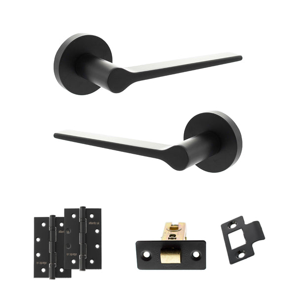 Senza Pari Laviano Door Handle Pack (Latch Set - 2.5" CE Latch, 4" Slim Knuckle Hinges x2) by Atlantic Hardware