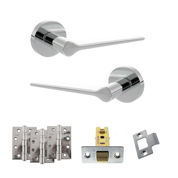 Senza Pari Laviano Door Handle Pack (Latch Set - 2.5" CE Latch, 4" Fire Rated Hinges x3) by Atlantic Hardware