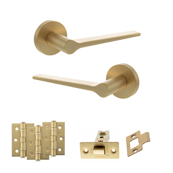 Senza Pari Laviano Door Handle Pack (Latch Set - 3" CE Latch, 3" Fire Rated Hinges x3) by Atlantic Hardware