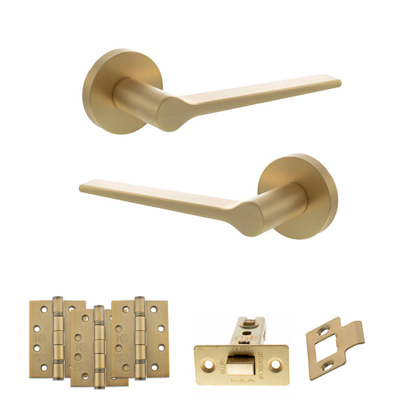 Senza Pari Laviano Door Handle Pack (Latch Set - 3" CE Latch, 4" Fire Rated Hinges x3) by Atlantic Hardware