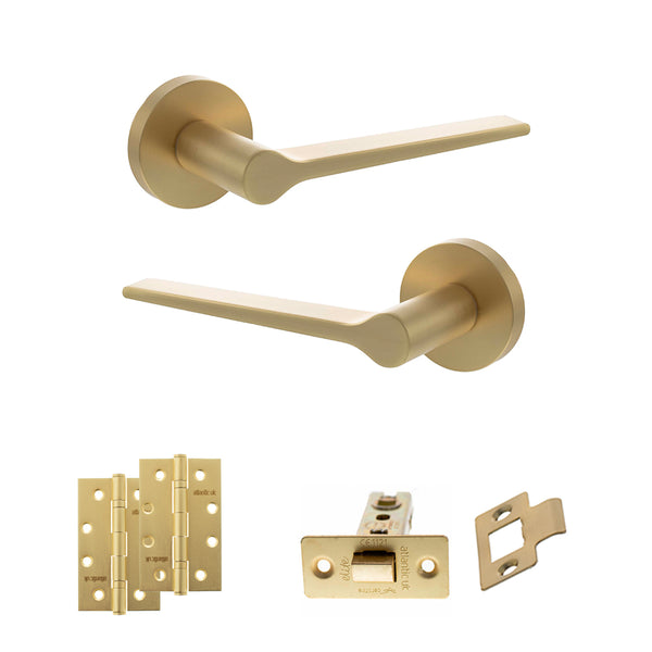 Senza Pari Laviano Door Handle Pack (Latch Set - 2.5" CE Latch, 4" Slim Knuckle Hinges x2) by Atlantic Hardware