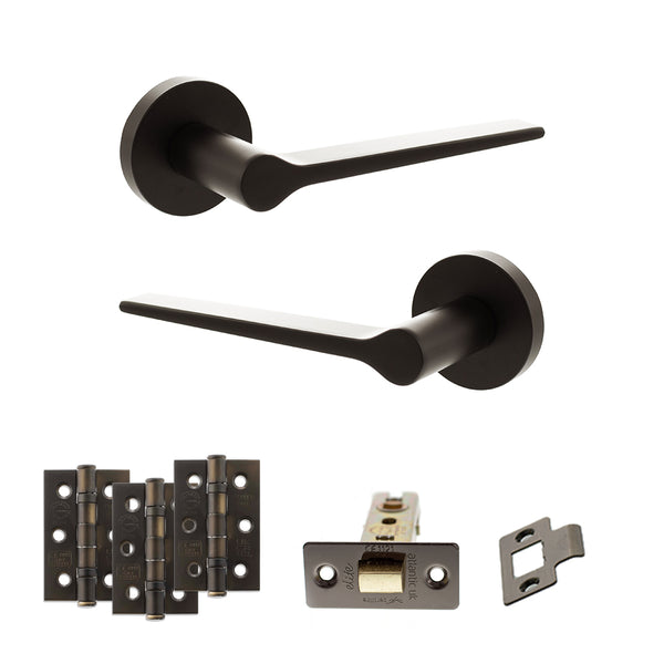 Senza Pari Laviano Door Handle Pack (Latch Set - 3" CE Latch, 3" Fire Rated Hinges x3) by Atlantic Hardware