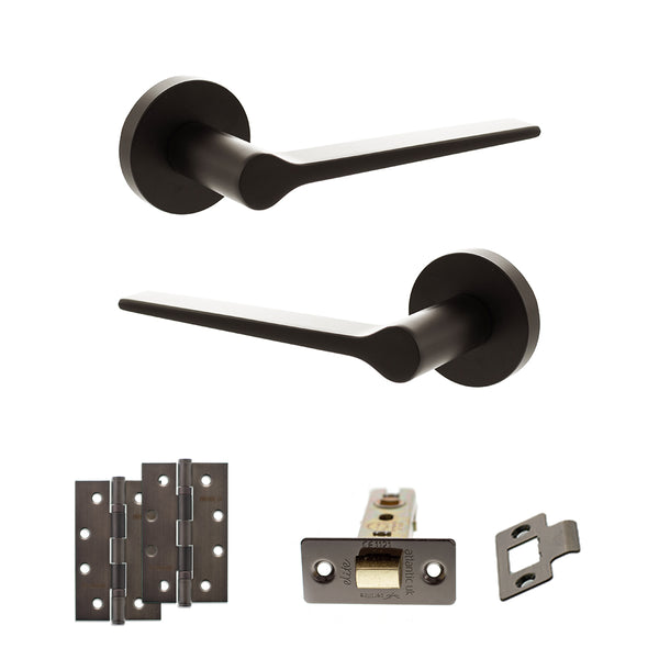 Senza Pari Laviano Door Handle Pack (Latch Set - 3" CE Latch, 4" Slim Knuckle Hinges x2) by Atlantic Hardware